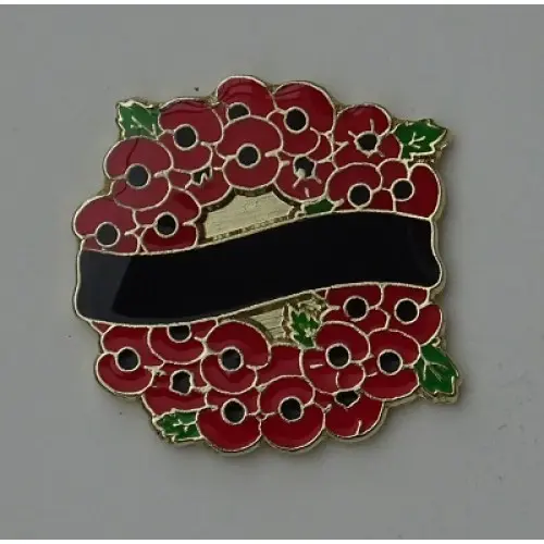 Poppy Wreath Enamel Pin Badge (Various Inscriptions)